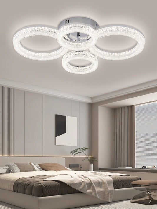 Lustra LED RFAN, Model K3536/2+2CH, Cu Telecomanda, 3 Tipuri De Lumina, Intensitate Reglabila, 120W, Argintiu