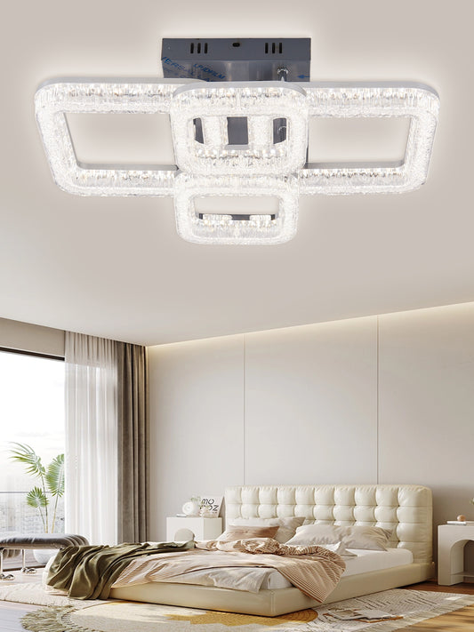 Lustra LED RFAN, Model K3535/2+2BCH, Cu Telecomanda, 3 Tipuri De Lumina, Intensitate Reglabila, 120W, Argintiu