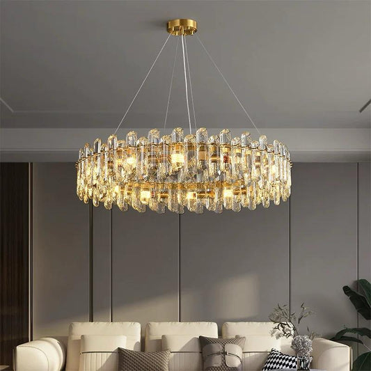 Candelabru RFAN, Model 5709/600, Textura Cristal, Metal, 10 X E14, Auriu
