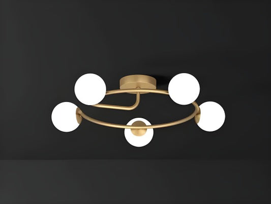 Lustra RFAN, Model 5966/5, Cu Abajururi, 5 X E27, Auriu