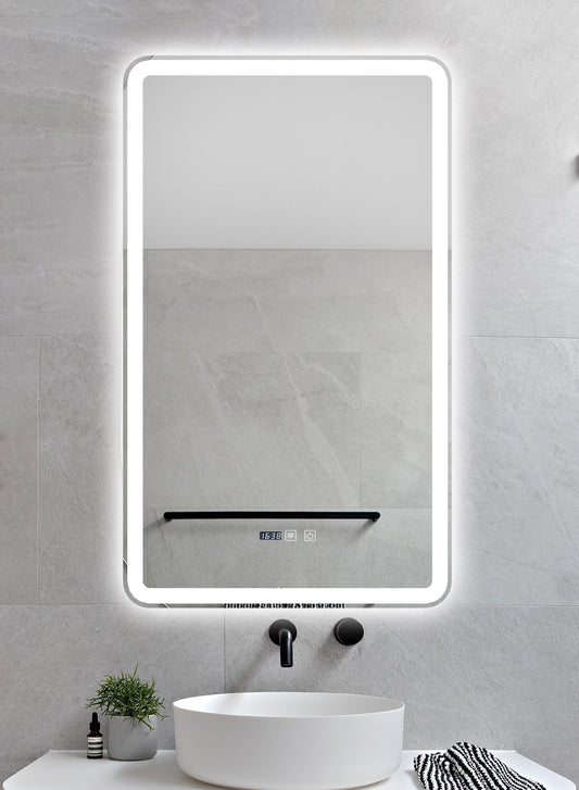 Oglinda LED si Touch, cu Functie Dezaburire si Ceas, 3 Tipuri De Lumina, 60x100 cm, J169 Smack