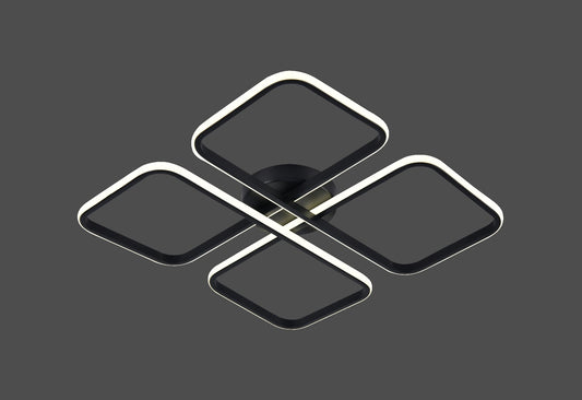 Lustra LED RFAN, Model R9168/4, cu Telecomanda, 3 Tipuri de Lumina, Intensitate Reglabila, 74W, Negru