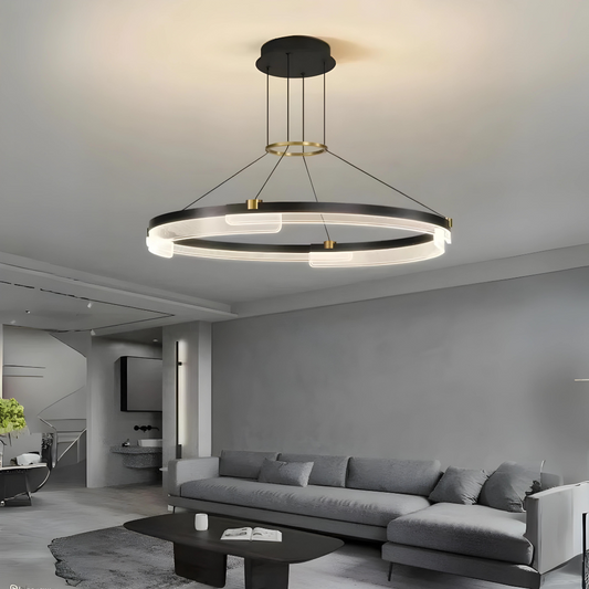 Lustra LED Tip Pendul RFAN, Model F6600-1, Cu Telecomanda, 3 Tipuri De Lumina, Inaltime Reglabila, 120W, Negru