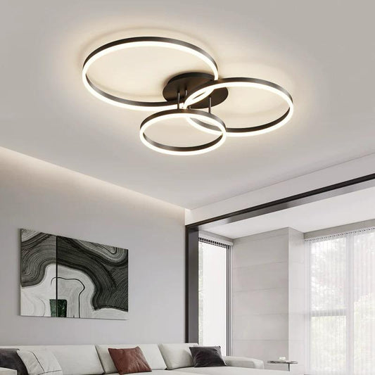 Lustra LED RFAN, Model R9091/3, cu Telecomanda, 3 Tipuri de Lumina, Intensitate Reglabila, 58W, Negru