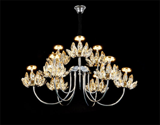 Candelabru LED RFAN, Model 3531-6+3, Textura Cristal, Metal, 36W, Argintiu
