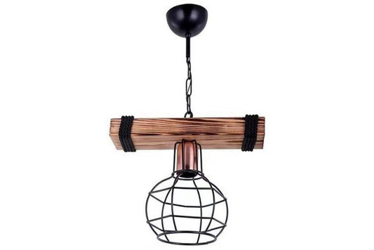 Pendul Rustic RFAN, Model 5719-1, 1 x E27, Inaltime Reglabila, Negru