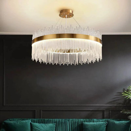 Candelabru LED RFAN, Model 8817/800, Textura Cristal, Metal, 150W, Auriu