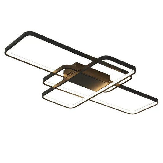 Lustra LED RFAN, Model R9160/3MB, Cu Telecomanda, 3 Tipuri De Lumina, Intensitate Reglabila, 68W, Negru