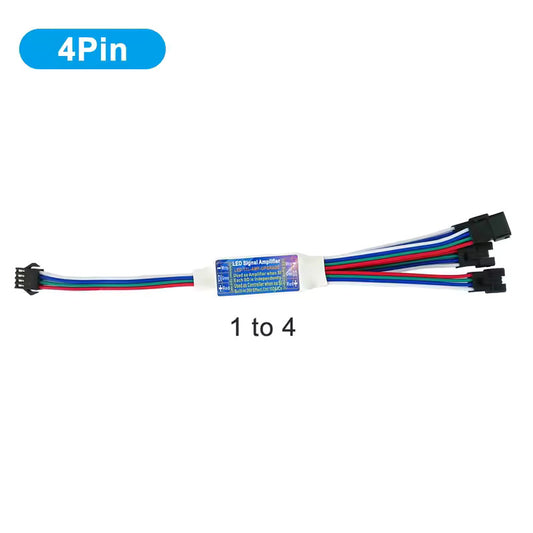 Amplificator Pentru Banda LED RGB Digitala, 4 Iesiri