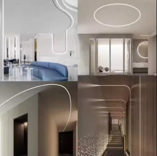 Profil LED Incastrat Pentru Finisaj Glet, Flexibil, Lungime 3m, Latime 1.5cm