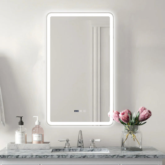 Oglinda LED si Touch, cu Functie Dezaburire si Ceas, 3 Tipuri De Lumina, 60x100 cm, J169 Smack