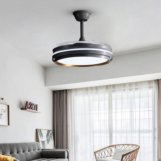 Lustra cu ventilator, ESC-417YY BK, design modern, Negru