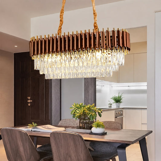 Candelabru RFAN, Model S89001/800*300, Textura Cristal, Metal, 8 X E27, Maro/Auriu