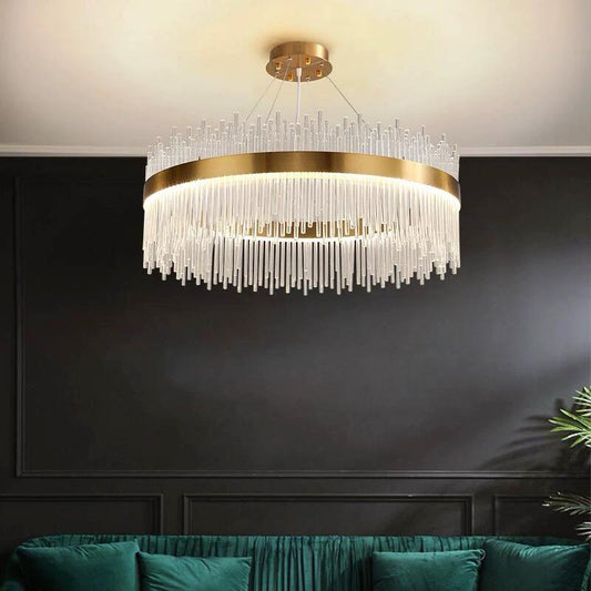 Candelabru LED RFAN, Model 8817/400, Textura Cristal, Metal, 64W, Auriu
