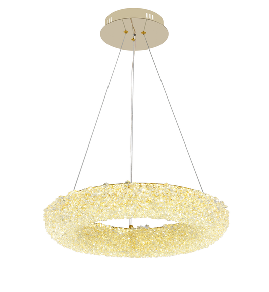 Candelabru LED RFAN, Model 5558/600, Textura Cristal, Metal, 88W, Auriu