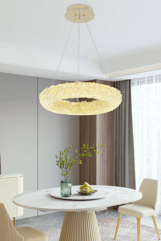 Candelabru LED RFAN, Model 5558/400, Textura Cristal, Metal, 88W, Auriu