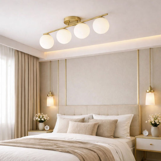 Lustra RFAN, Model 6073-4, Cu Abajururi, 4 X E27, Auriu