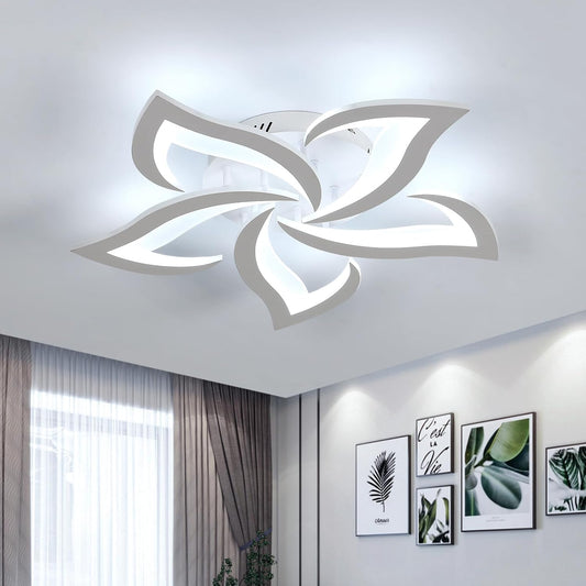 Lustra LED RFAN, Model R9176/5A1, cu Telecomanda, 3 Tipuri de Lumina, Intensitate Reglabila, 70W, Alb