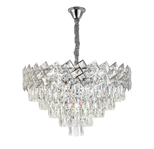 Candelabru RFAN, Model 62111/600, Textura Cristal, Metal, 10 X E27, Argintiu