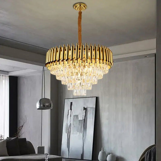 Candelabru RFAN, Model S89001/600, Textura Cristal, Metal, 10 X E27, Auriu