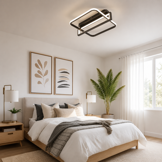 Lustra LED RFAN, Model R9193/1+1, cu Telecomanda, 3 Tipuri de Lumina, Intensitate Reglabila, 88W, Negru