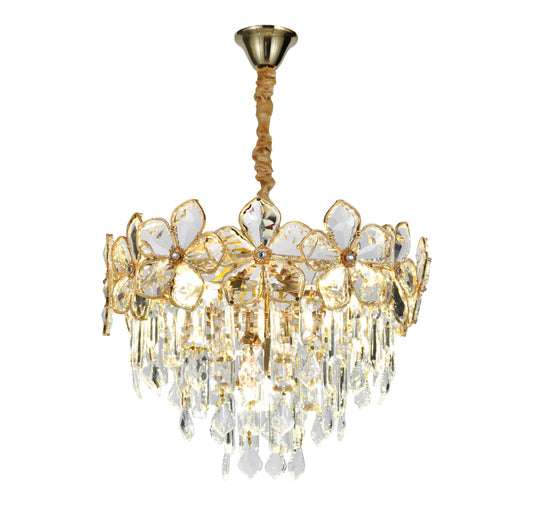 Candelabru RFAN, Model 75001/400, Textura Cristal, Metal, 5 X E14, Auriu