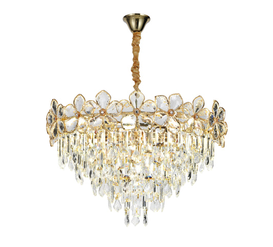 Candelabru RFAN, Model 75001/600, Textura Cristal, Metal, 10 X E14, Auriu