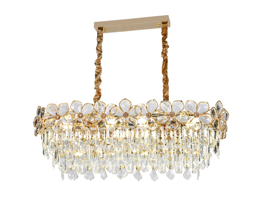 Candelabru RFAN, Model 75001/800*300, Textura Cristal, Metal, 8 X E14, Auriu