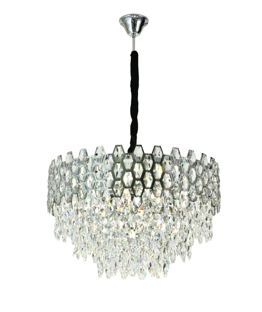 Candelabru RFAN, Model 75003/600, Textura Cristal, Metal, 10 X E14, Argintiu