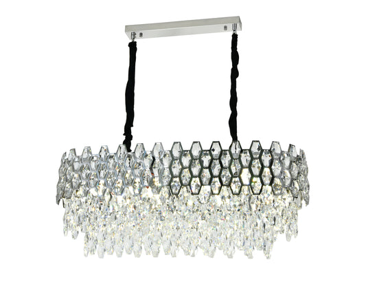 Candelabru RFAN, Model 75003/800*300, Textura Cristal, Metal, 8 X E14, Argintiu