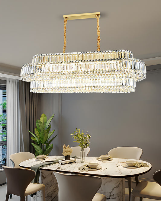 Candelabru RFAN, Model 75005/1200*450, Textura Cristal, Metal, 12 X E14, Auriu