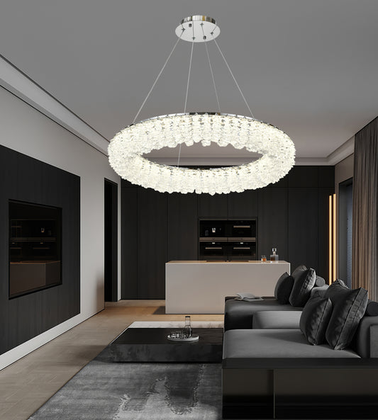 Candelabru LED RFAN, Model 78011-600, Textura Cristal, Metal, 90W, Argintiu