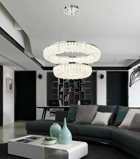 Candelabru LED RFAN, Model 78011-600+400, Textura Cristal, Metal, 160W, Argintiu