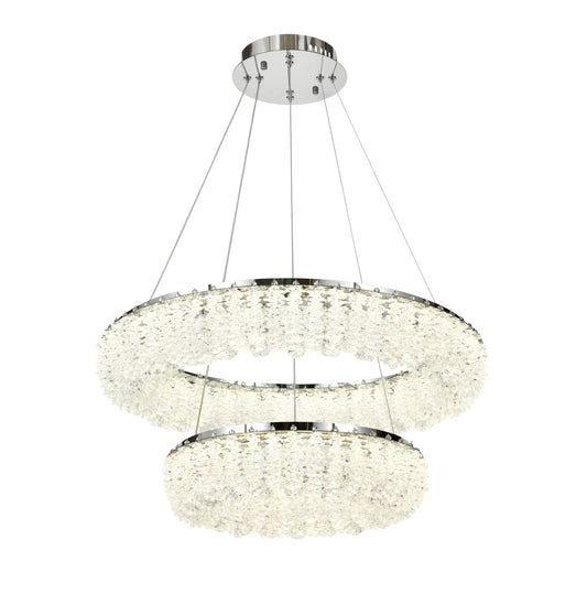 Candelabru LED RFAN, Model 78011-600+400, Textura Cristal, Metal, 160W, Argintiu