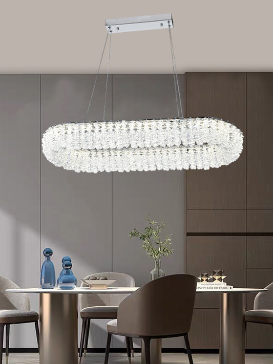 Candelabru LED RFAN, Model 78011/800*300, Textura Cristal, Metal, 100W, Argintiu