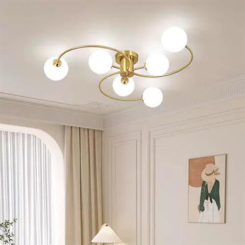 Lustra RFAN, Model F0011/6, Cu 6 Abajururi, 6 X E27, Auriu/Alb