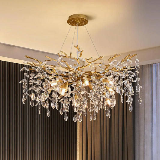 Candelabru RFAN, Model 33007/460, Textura Cristal, Metal, 6 X E14, Auriu