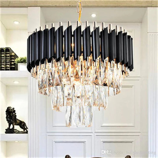 Candelabru RFAN, Model S89001/750, Textura Cristal, Metal, 12 X E27, Negru/Auriu