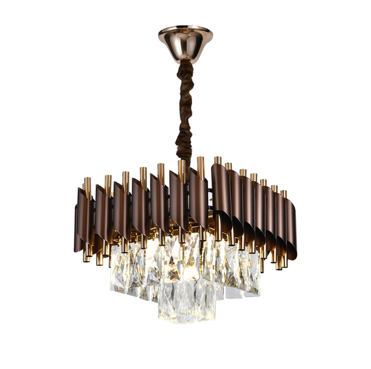 Candelabru RFAN, Model S9001/300x300, Textura Cristal, Metal, 3 X E27, Maro/Auriu