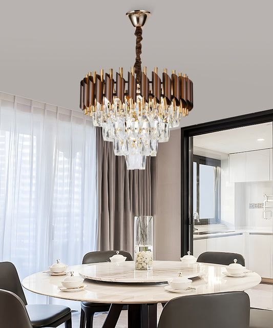 Candelabru RFAN, Model S9001/400, Textura Cristal, Metal, 4 x E27, Maro/Auriu