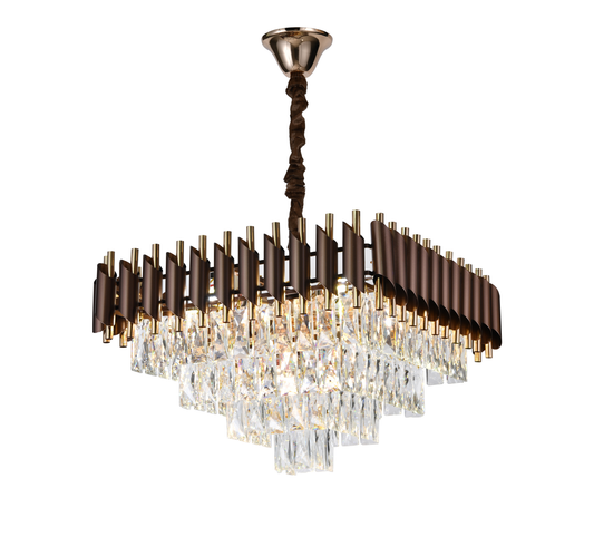 Candelabru RFAN, Model S9001/500x500, Textura Cristal, Metal, 8 X E27, Maro/Auriu