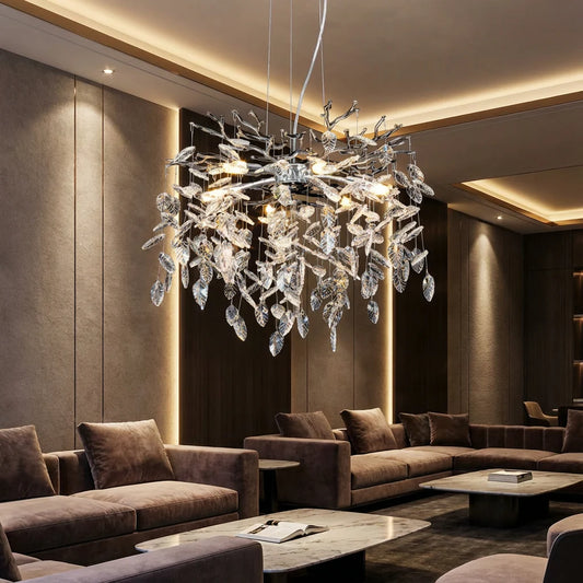 Candelabru RFAN, Model 33122/500, Textura Cristal, Metal, 6 X E14, Argintiu