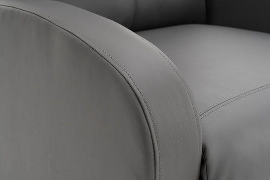 Fotoliu recliner din piele ecologică, spatar rabatabil si suport picioare extensibil, Gri