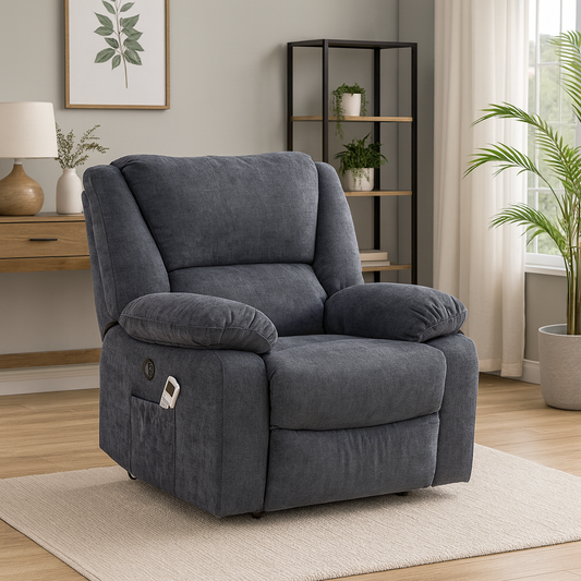 Fotoliu cu Masaj și Încălzire, Recliner Electric, Gri Inchis