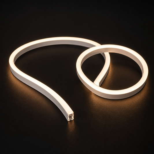 Banda LED RFAN Neon Flex incastrat monocolor YBL-1010 CC, 10W/m, 120 LED/m, 12V/24V, profil 14 × 10 mm, 1 metru