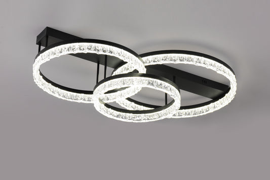 Lustra LED RFAN, Model T9898/3, cu Telecomanda, 3 Tipuri de Lumina, Intensitate Reglabila, 240W, Negru