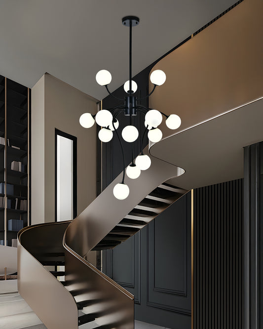 Lustra RFAN, Model E007/15, Cu Abajururi, 15 X G9, Negru