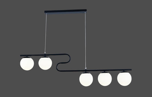 Lustra RFAN, Model F067/5, Cu Abajururi, 5 X E27, Negru