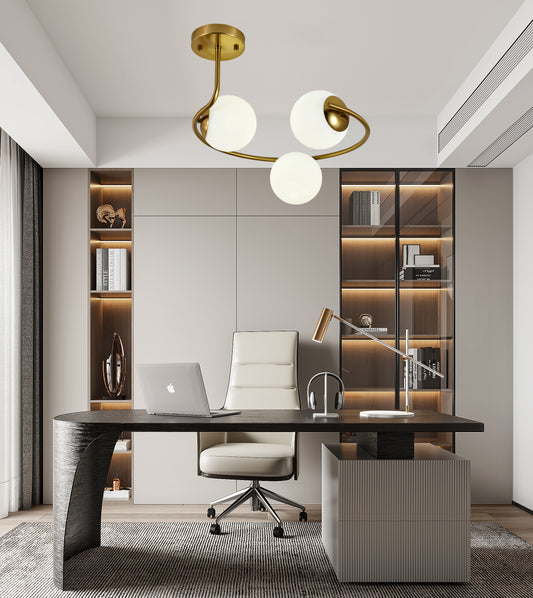 Lustra RFAN, Model F78/3, Cu Abajururi, 3 X E27, Auriu