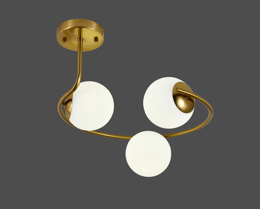 Lustra RFAN, Model F78/3, Cu Abajururi, 3 X E27, Auriu